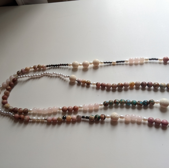 Confetti Gemstone Beaded Extra Long Handstrung Necklace - Picture 6 of 12